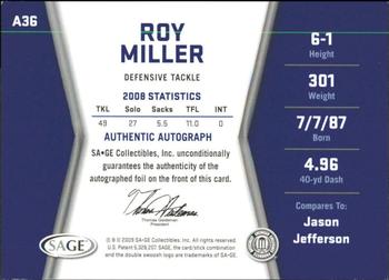 2009 SAGE HIT - Autographs Silver #A36 Roy Miller Back