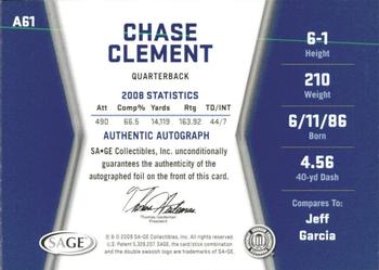 2009 SAGE HIT - Autographs Silver #A61 Chase Clement Back