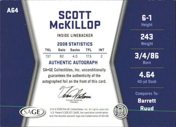 2009 SAGE HIT - Autographs Silver #A64 Scott McKillop Back