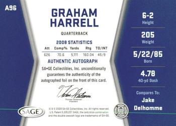 2009 SAGE HIT - Autographs Silver #A96 Graham Harrell Back