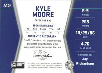 2009 SAGE HIT - Autographs Silver #A104 Kyle Moore Back