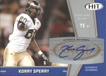 2009 SAGE HIT - Autographs Silver #A105 Kory Sperry Front