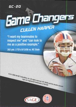 2009 SAGE HIT - Game Changers #GC-20 Cullen Harper Back