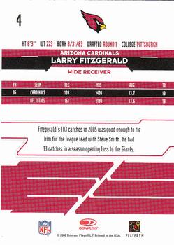 2006 Leaf Rookies & Stars #4 Larry Fitzgerald Back