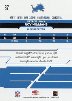 2006 Leaf Rookies & Stars #37 Roy Williams Back