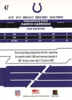 2006 Leaf Rookies & Stars #47 Marvin Harrison Back