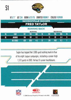 2006 Leaf Rookies & Stars #51 Fred Taylor Back