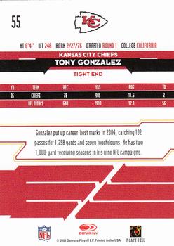 2006 Leaf Rookies & Stars #55 Tony Gonzalez Back