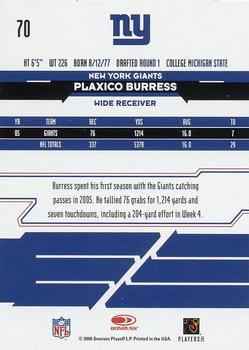 2006 Leaf Rookies & Stars #70 Plaxico Burress Back