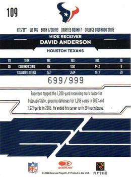 2006 Leaf Rookies & Stars #109 David Anderson Back