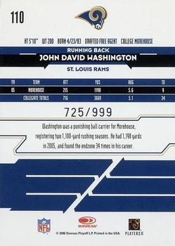 2006 Leaf Rookies & Stars #110 John David Washington Back