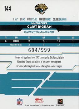 2006 Leaf Rookies & Stars #144 Clint Ingram Back