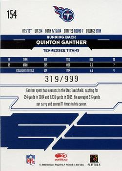 2006 Leaf Rookies & Stars #154 Quinton Ganther Back