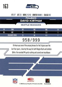2006 Leaf Rookies & Stars #163 David Kirtman Back