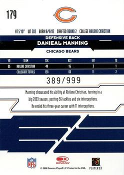 2006 Leaf Rookies & Stars #179 Danieal Manning Back