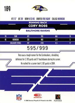 2006 Leaf Rookies & Stars #189 Cory Ross Back