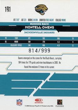 2006 Leaf Rookies & Stars #191 Montell Owens Back
