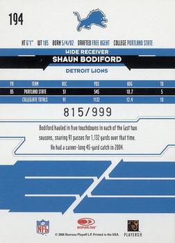 2006 Leaf Rookies & Stars #194 Shaun Bodiford Back