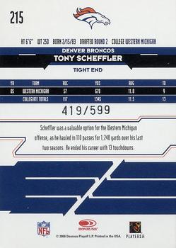 2006 Leaf Rookies & Stars #215 Tony Scheffler Back