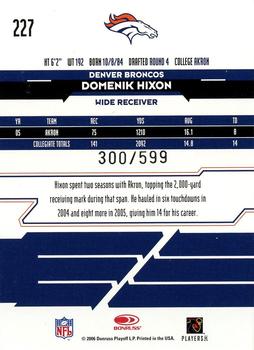 2006 Leaf Rookies & Stars #227 Domenik Hixon Back