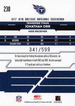 2006 Leaf Rookies & Stars #230 Jonathan Orr Back