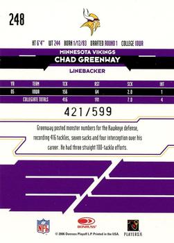 2006 Leaf Rookies & Stars #248 Chad Greenway Back