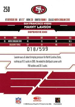 2006 Leaf Rookies & Stars #250 Manny Lawson Back