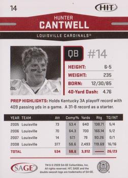 2009 SAGE HIT - Glossy #14 Hunter Cantwell Back