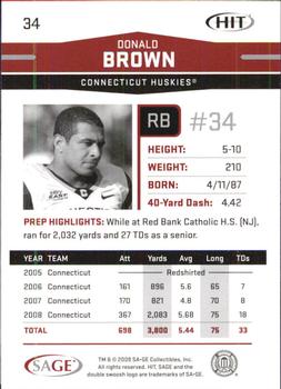 2009 SAGE HIT - Glossy #34 Donald Brown Back