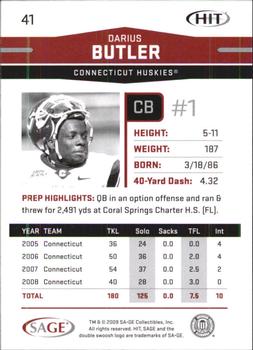 2009 SAGE HIT - Glossy #41 Darius Butler Back
