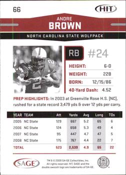 2009 SAGE HIT - Glossy #66 Andre Brown Back