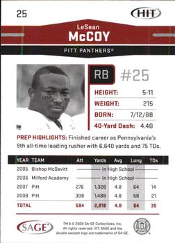 2009 SAGE HIT - Gold #25 LeSean McCoy Back