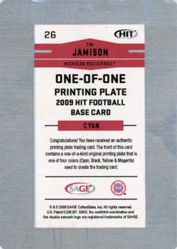 2009 SAGE HIT - Printing Plates Cyan #26 Tim Jamison Back