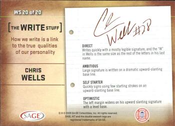 2009 SAGE HIT - Write Stuff #WS20 Beanie Wells Back