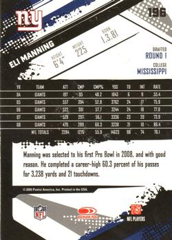 2009 Score - Glossy #196 Eli Manning  Back