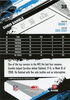 2009 Score - Glossy #39 Chris Gamble  Back
