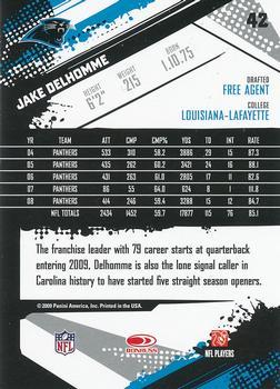 2009 Score - Glossy #42 Jake Delhomme  Back