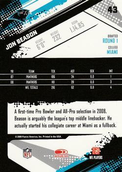 2009 Score - Glossy #43 Jon Beason  Back
