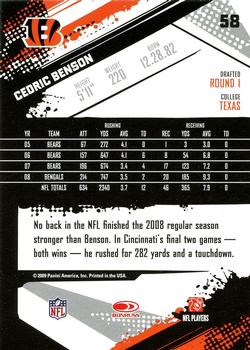 2009 Score - Glossy #58 Cedric Benson  Back