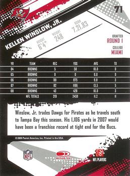 2009 Score - Glossy #71 Kellen Winslow, Jr. Back