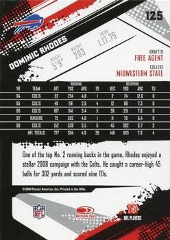 2009 Score - Glossy #125 Dominic Rhodes  Back