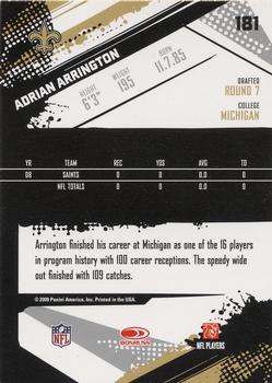 2009 Score - Glossy #181 Adrian Arrington  Back