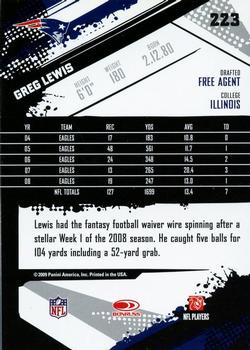 2009 Score - Glossy #223 Greg Lewis  Back