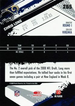 2009 Score - Glossy #265 Chris Long  Back