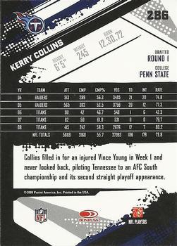 2009 Score - Glossy #286 Kerry Collins  Back