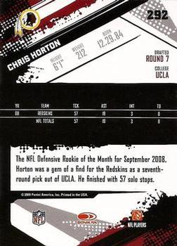 2009 Score - Glossy #292 Chris Horton  Back