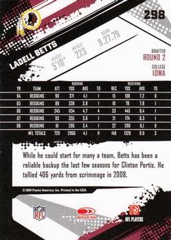 2009 Score - Glossy #298 Ladell Betts  Back