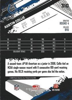 2009 Score - Glossy #310 Austin Collie  Back