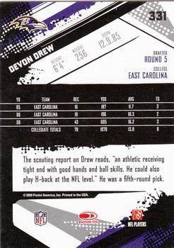 2009 Score - Glossy #331 Davon Drew  Back