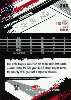 2009 Score - Glossy #353 Jeremiah Johnson  Back